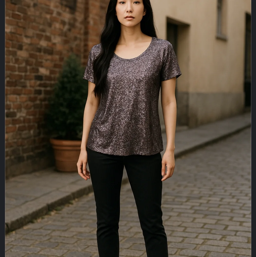 J Crew Black Sequin Short Sleeve Blouse